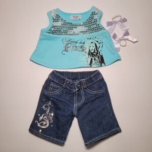 Build-A-Bear Hannah Montana Outfit Clothes Tank Top Jeans Guitar Ready To Rock